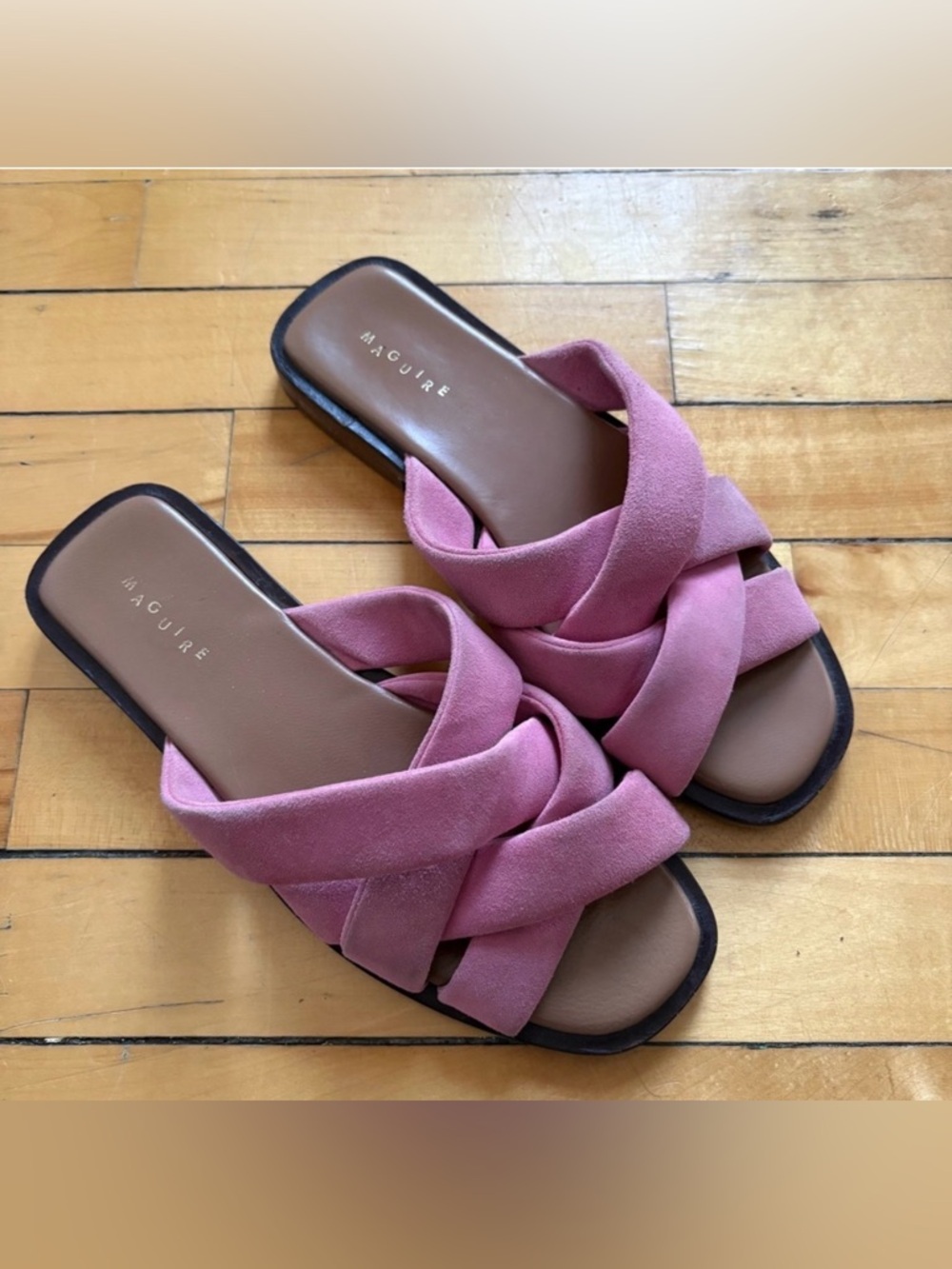 Maguire Sz 8 (38) Suede Braided Pink Slip On Sandals